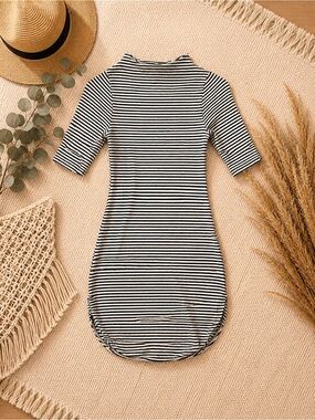 Striped Black & White Mini Dress